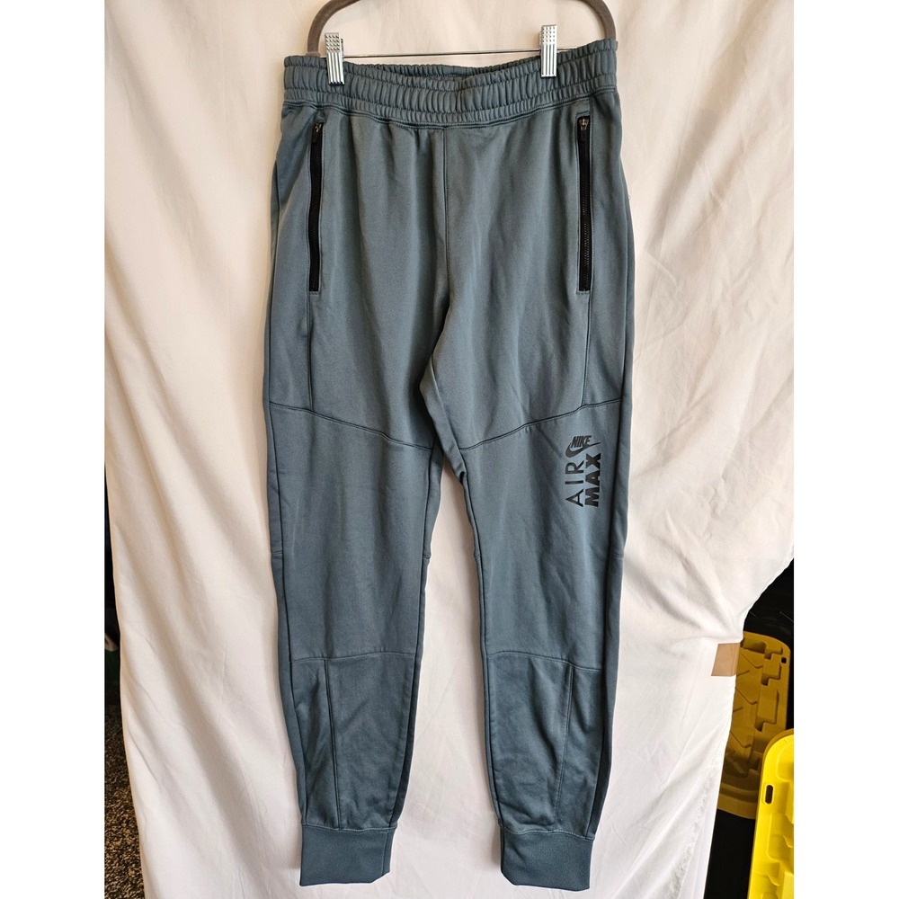 Nike Air Max Therma-FIT Jogger Pants Mens M Gray Fleece Tapered Zip Pockets